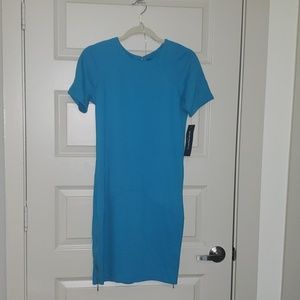 NEW Sharagano bright blue dress with zipper accent